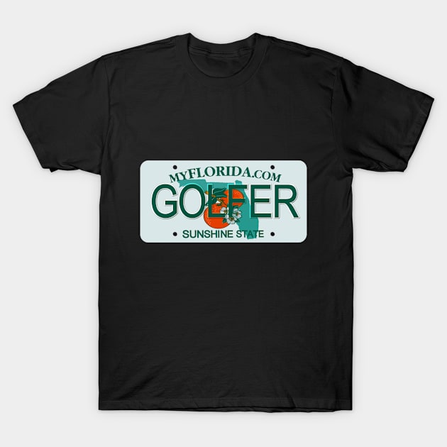 Golfer Florida License Plate T-Shirt by Mel's Designs